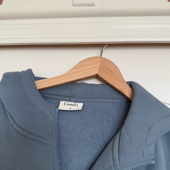 Comfrt Cloud Zip Up Hoodie Blue Willow Unisex Heavyweight Sweater - Picture 6 of 7